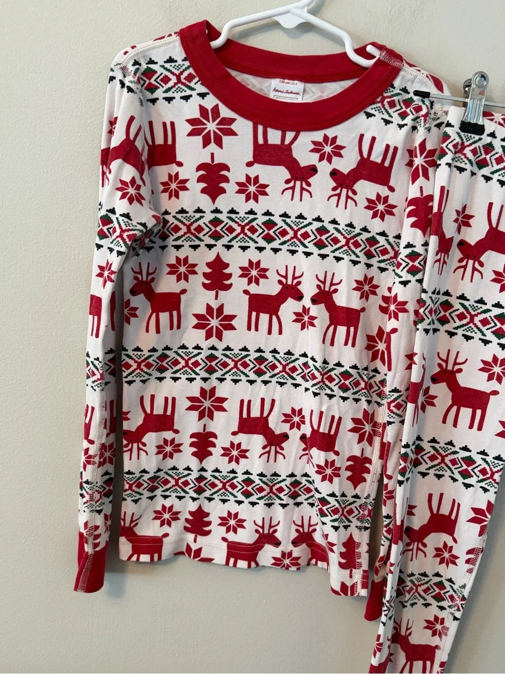 Hanna Andersson Red & White Reindeer Holiday Pajama Set